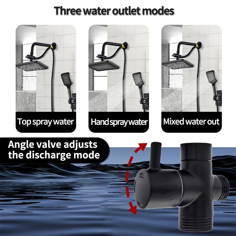 Bluejw Modern 12-Inch American Style Top Spray 3-Speed Pressure Handheld Shower Head Set with Concealed Extension Bracket Arm for Hotels - Image 5